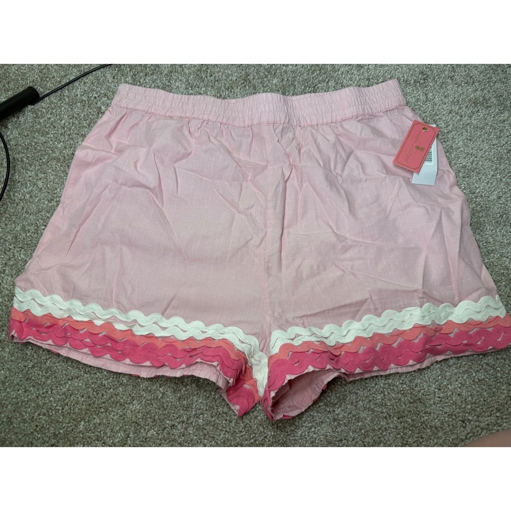 Simply Southern Pink Ric Rac Trim Cotton Shorts Elastic Waist Light Pink Large